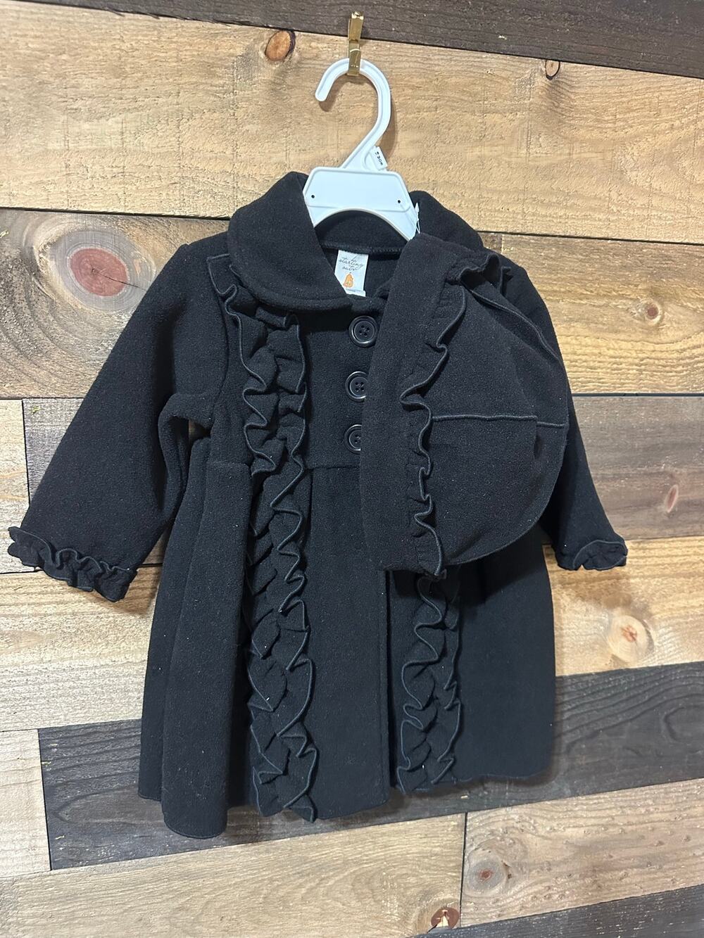 Toddler Girl Black Winter Dress Coat and Hat Size 18M NWOT by Starting Out